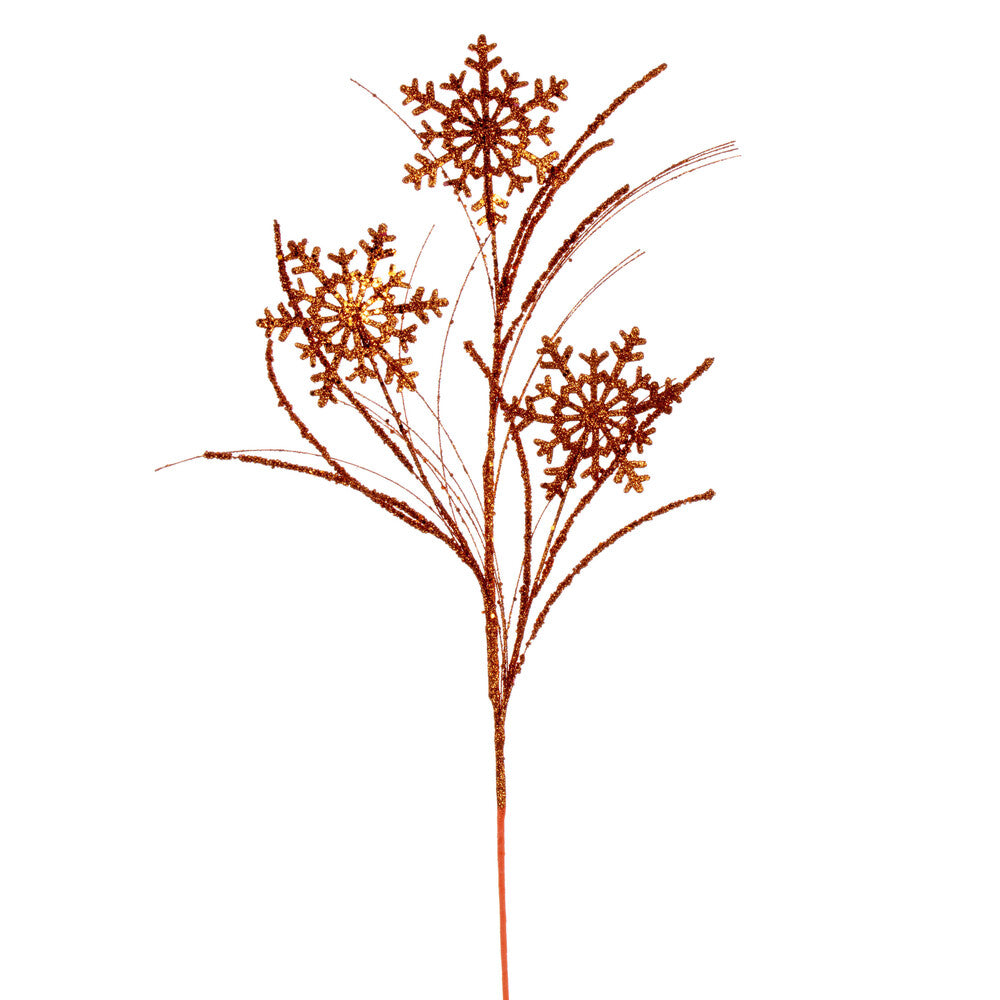 Vickerman 31" Burnished Orange Snowflake Glitter Spray 6 per bag.