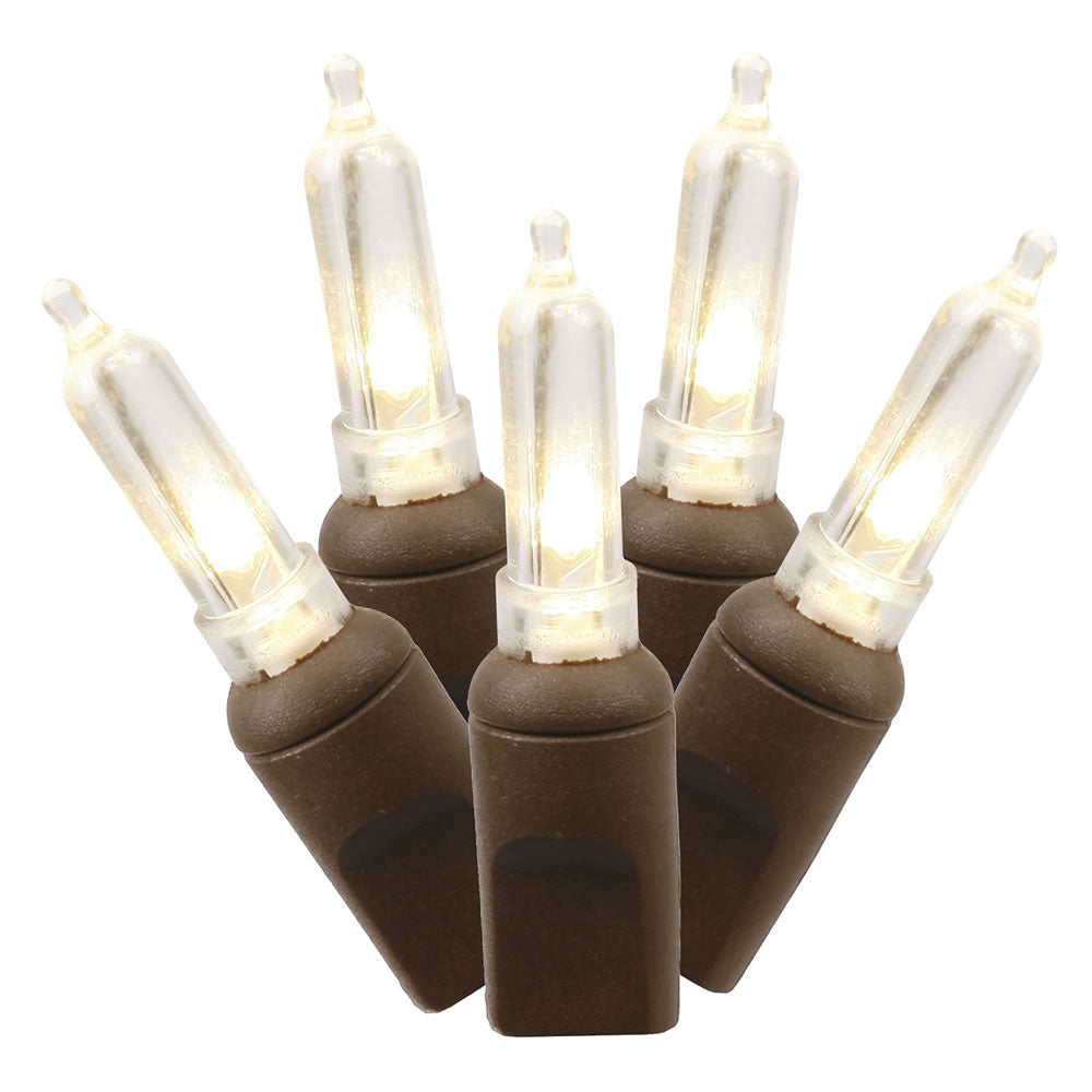 Vickerman 50 Warm White Italian LED Single Mold light on Brown Wire 25' Christmas Light Strand