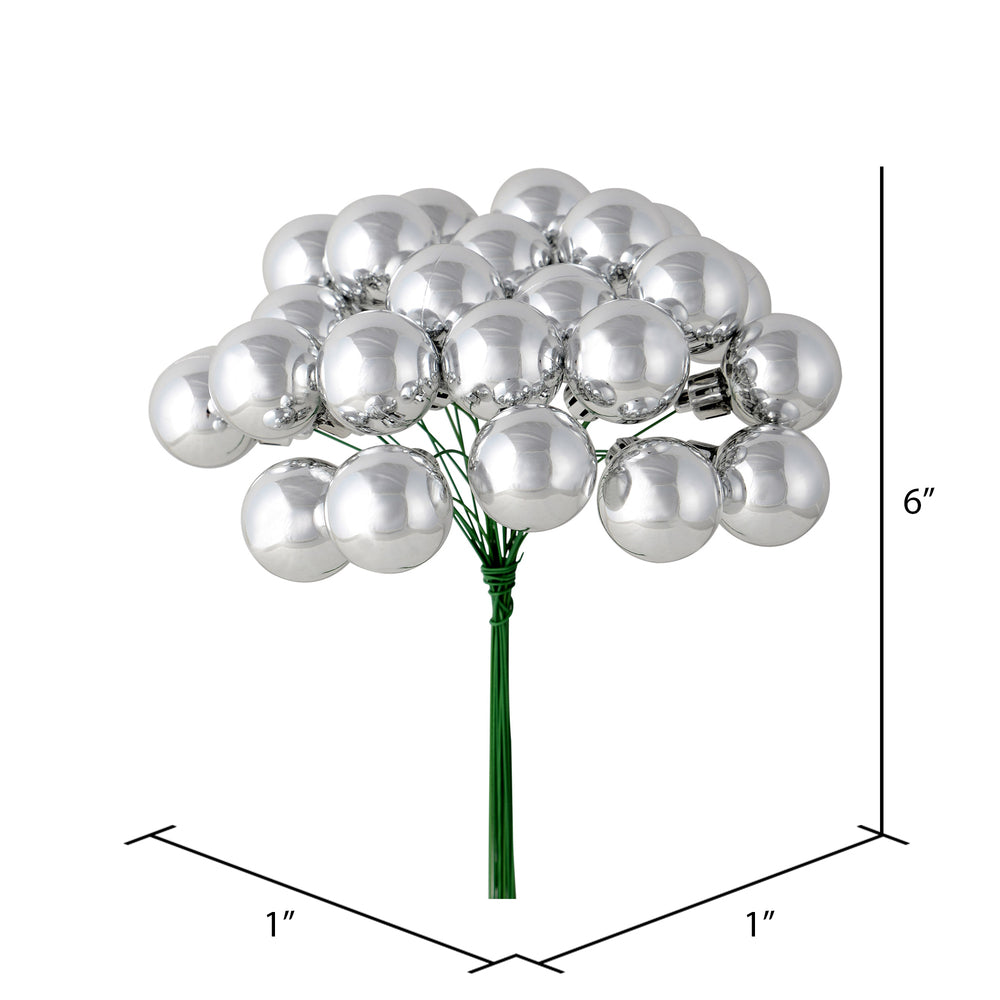 Vickerman 6" Silver Shiny Ball Ornament Christmas Pick Pack of 2