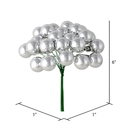 Vickerman 6" Silver Shiny Ball Ornament Christmas Pick Pack of 2
