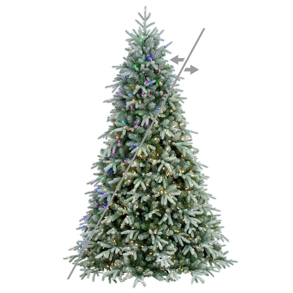 Vickerman 7.5' x 58" Frosted Albany Spruce Artificial Pre-Lit Christmas Tree, Color Changing Lights