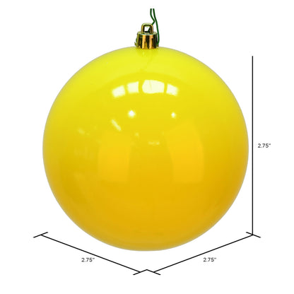 Vickerman 2.75" Yellow Shiny Ball Ornament 12 per Bag