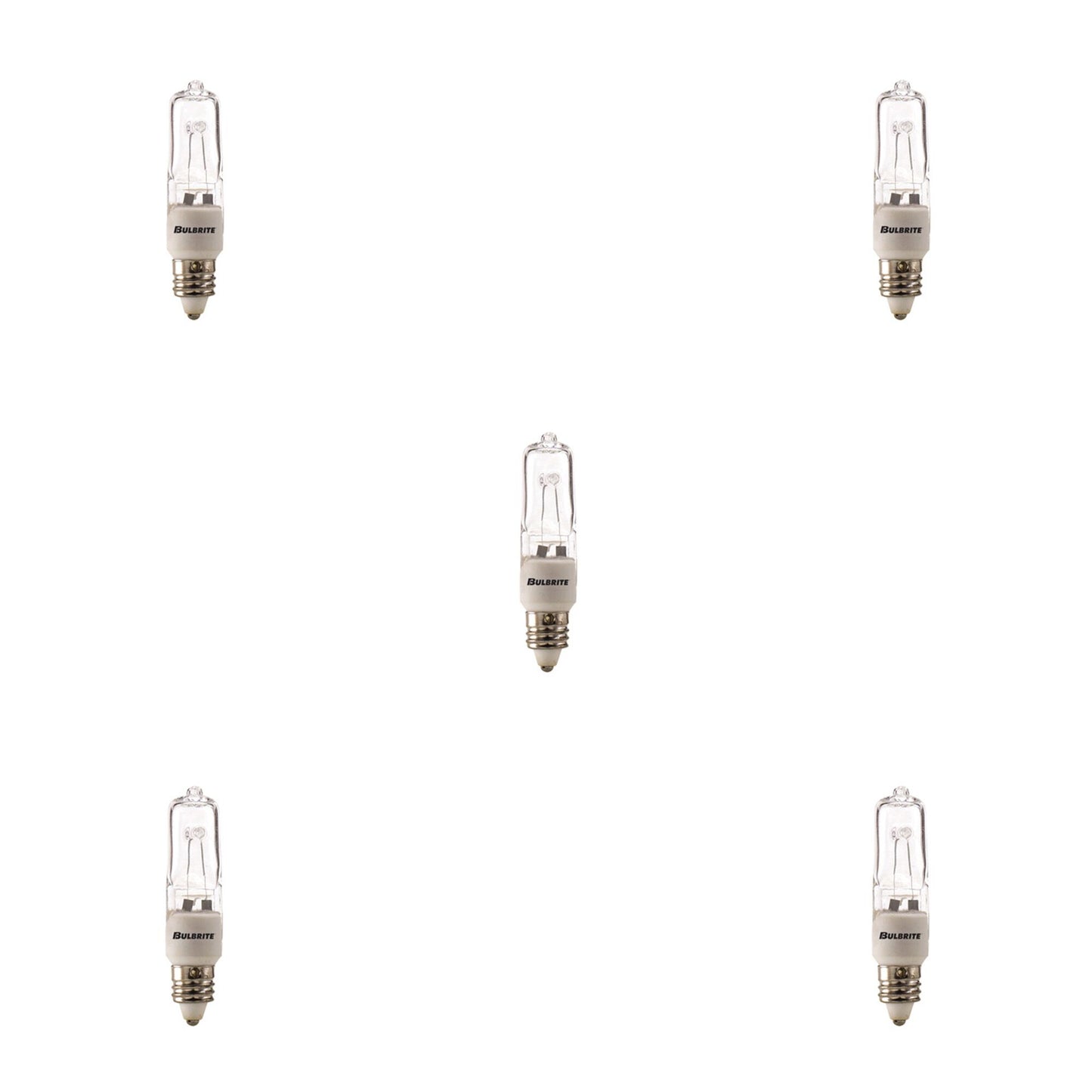 BULBRITE HALOGEN T4 MINI-CANDELABRA SCREW (E11) 50W DIMMABLE LIGHT BULB 2900K/SOFT WHITE 5PK (610050)