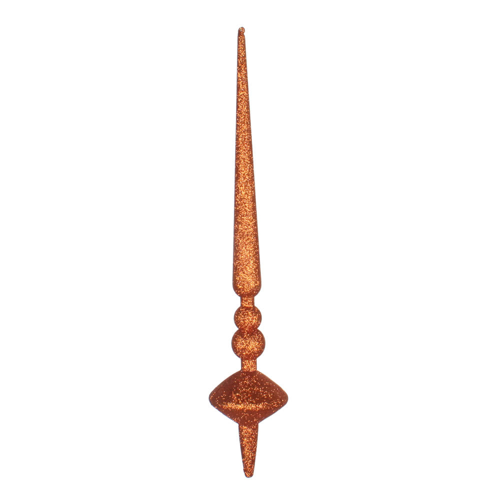 Vickerman 18" Copper Glitter Cupola Finial. This long finial ornament adds depth and texture to any holiday decorating project. Made with shatterproof plastic.