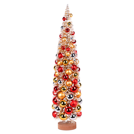 Vickerman 24" Vintage Tabletop Frosted Gold Artificial Christmas Tree Red Gold Silver Ornament