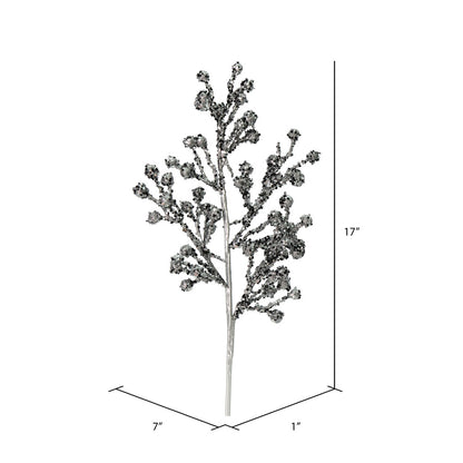 Vickerman 17" Pewter Glitter BerryArtificial Christmas Spray. Includes 6 sprays per pack.