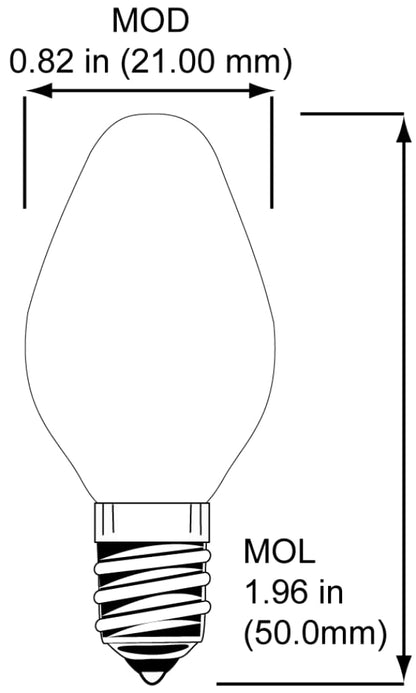 Damar- C7 LED Christmas Night Light Bulb Solid White E12 Candelabra Base 0.96W 5000K Bright White Dimmable 100-130V Pack of 6- Shatterproof Replacement String Lights for Chandelier Window Candle