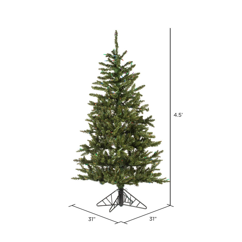 Vickerman 4.5' x 33" Slim Natural Fraser Fir Artificial Christmas Tree Multi-colored Dura-Lit LED lights
