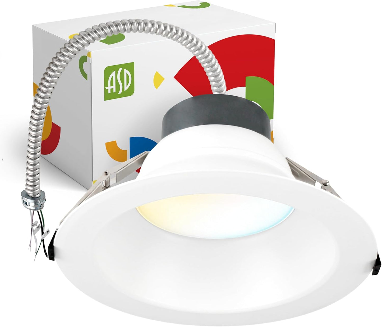 ASD Lighting LED Commercial Downlight Round 10inch 22/26/30/35/40W 120-277V 0-10V Dimmable 125Lm/W 2700/3000/3500/4000/5000K White ETL ES