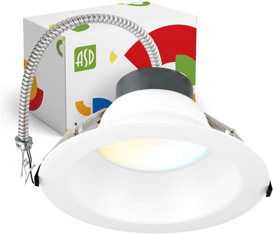ASD Lighting LED Commercial Downlight Round 10inch 22/26/30/35/40W 120-277V 0-10V Dimmable 125Lm/W 2700/3000/3500/4000/5000K White ETL ES