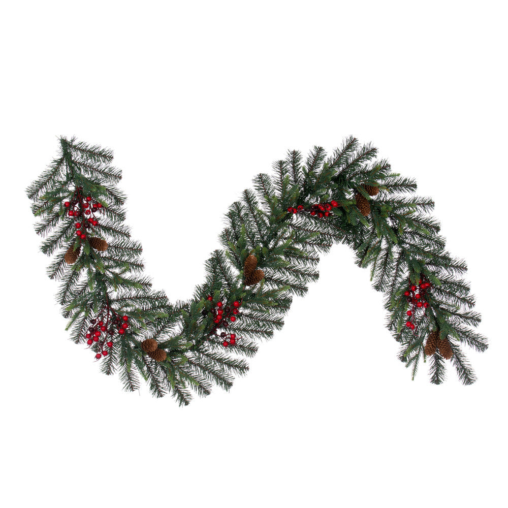 Vickerman 6' x 14" Berry Mixed Pine Cone Artificial Unlit Garland.