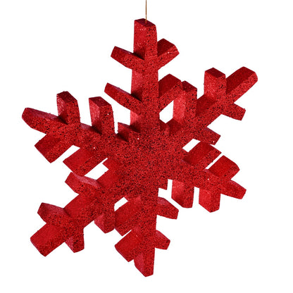 Vickerman 30" Red Glitter Snowflake Christmas Ornament