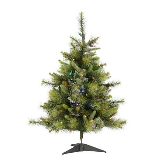 Vickerman 3' Cashmere Pine Artificial Christmas Tree Multi-Colored Dura-Lit® LED Lights