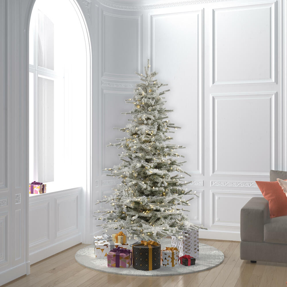 Vickerman 6.5' Flocked Sierra Fir Artificial Christmas Tree with Pure White Single Mold LED lights
