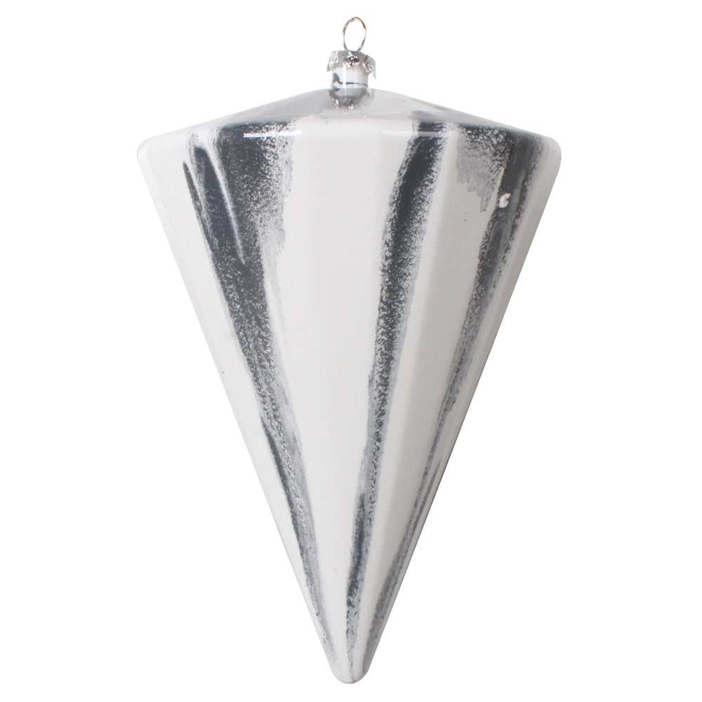 Vickerman 6"(H) x 4"(W) Gray/White Marble Cone Christmas Ornament Set of 3