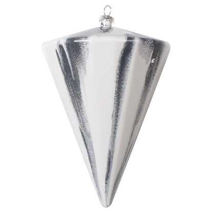 Vickerman 6"(H) x 4"(W) Gray/White Marble Cone Christmas Ornament Set of 3
