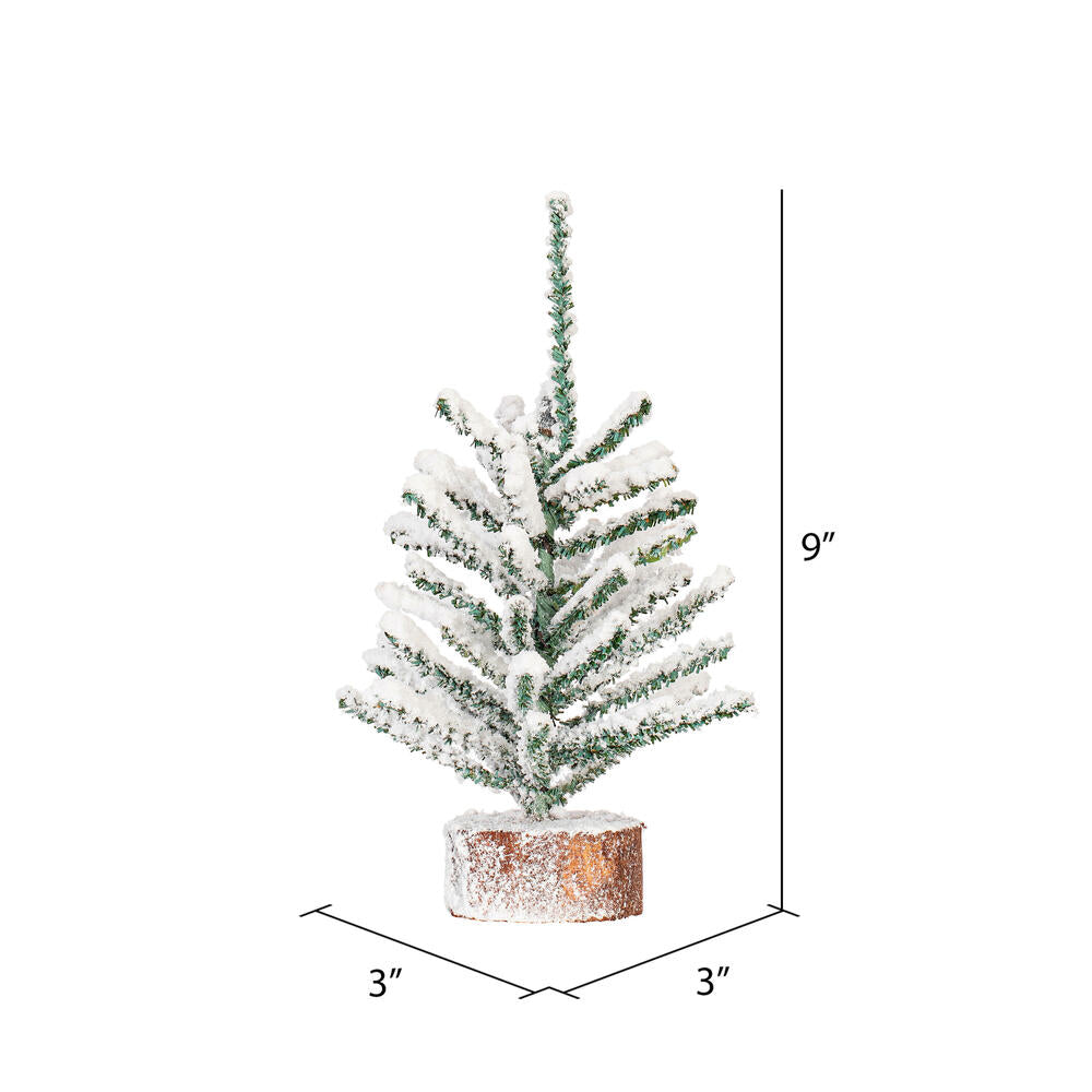 Vickerman 9" flocked Mini Pine Artificial Christmas tree Set of 6