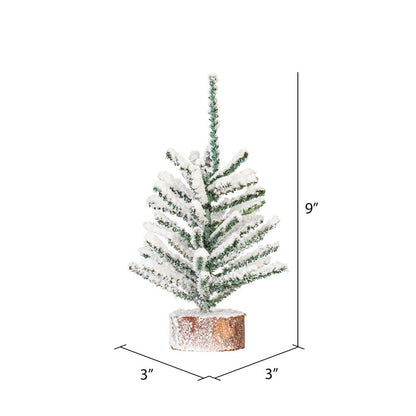 Vickerman 9" flocked Mini Pine Artificial Christmas tree Set of 6