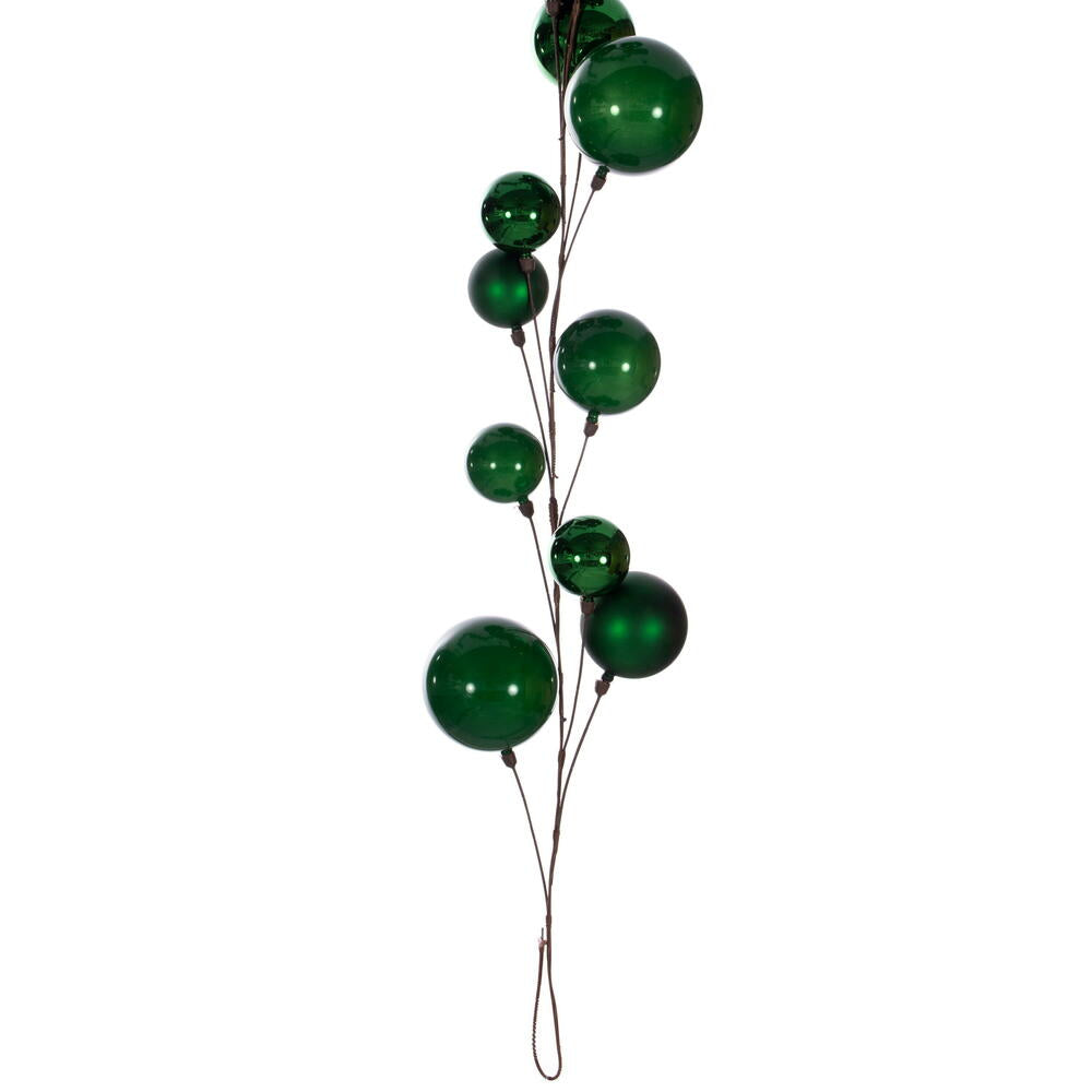 Vickerman 10' Green Assorted Finish Branch Ball Ornament Garland.
