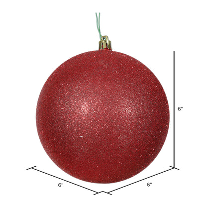 Vickerman 6" Red Glitter Ball Ornament 4 per Bag