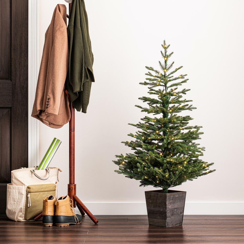 Vickerman 4' x 31" Gibson Slim Potted Pine Artificial Christmas Tree Warm White Dura-lit LED Lights