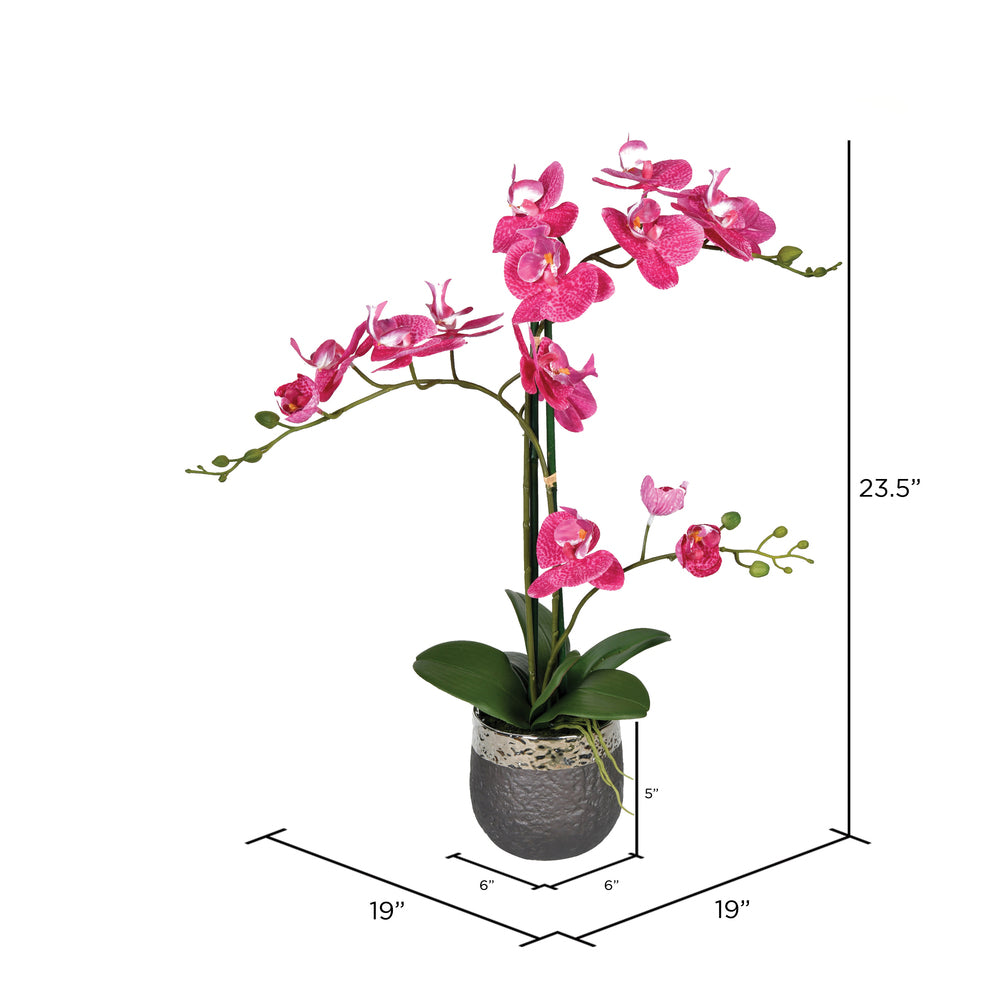 Vickerman 23.5" Artificial Potted Real Touch Mauve Phalaenopsis Spray.