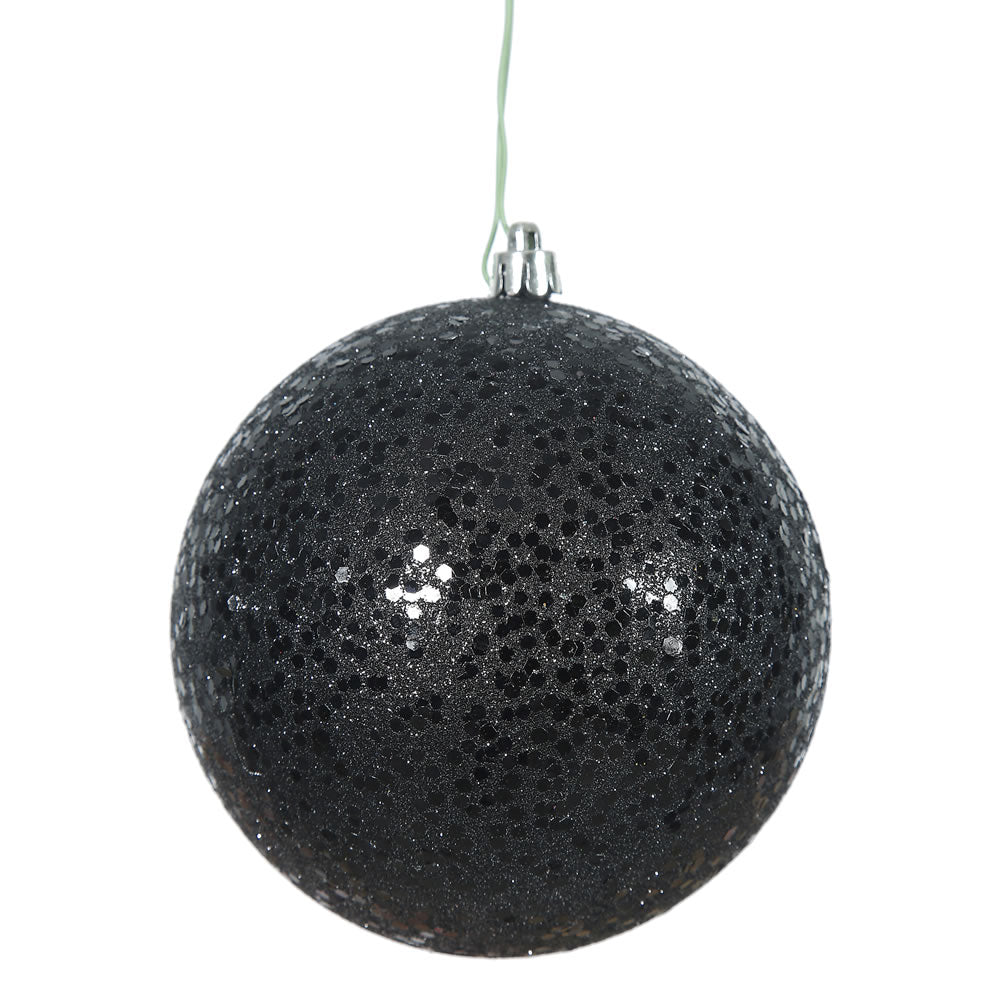 Vickerman 4.75" Black Sequin Ball Ornament 4 per Bag