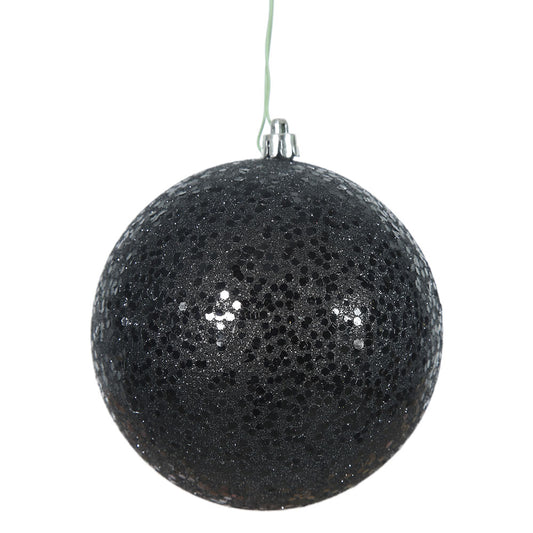 Vickerman 4.75" Black Sequin Ball Ornament 4 per Bag