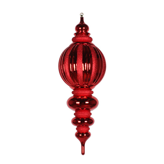 Vickerman 35" Red Shiny Finial Ornament with Glitter Accents