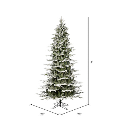 Vickerman 3' x 28" Unlit Flocked Kamas Fraser Slim Artificial Christmas Tree
