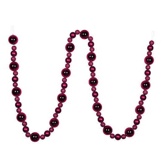 Vickerman 9' Berry Red Assorted Christmas Ball Ornament Garland