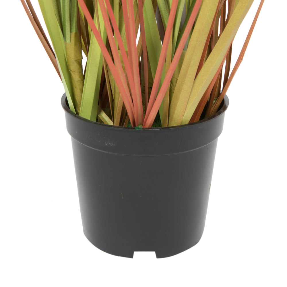 Vickerman 24" PVC Artificial Potted Green and Brown Grass and Plastic Grass.
