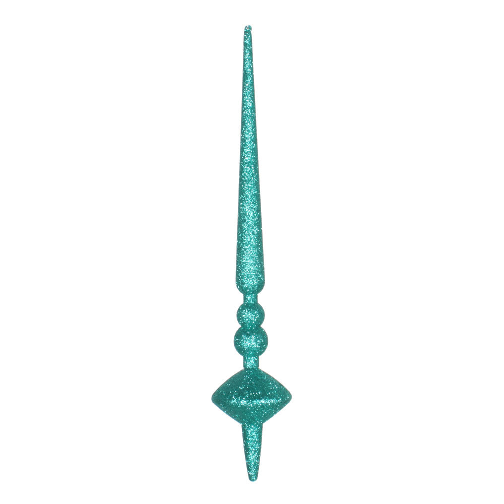 Vickerman 12" Teal Glitter Cupola Finial 3 per bag