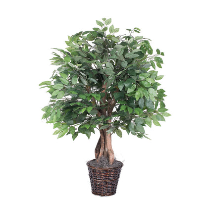 Vickerman 4' Artificial Ficus Extra Full Bush Rattan Basket