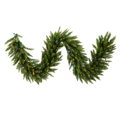 Vickerman 9' Camdon Fir Artificial Christmas Garland Multi-colored LED Mini Lights