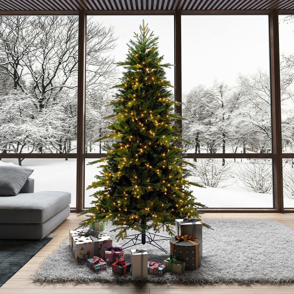 Vickerman 7.5' x 56" Kingston Fraser Fir Artificial Christmas Tree with Warm White LED Lights.