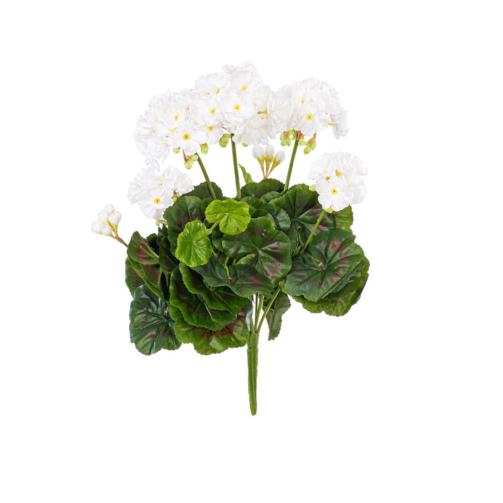 Vickerman 15.25" Artificial White Polyester Geranium Bush