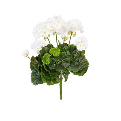 Vickerman 15.25" Artificial White Polyester Geranium Bush