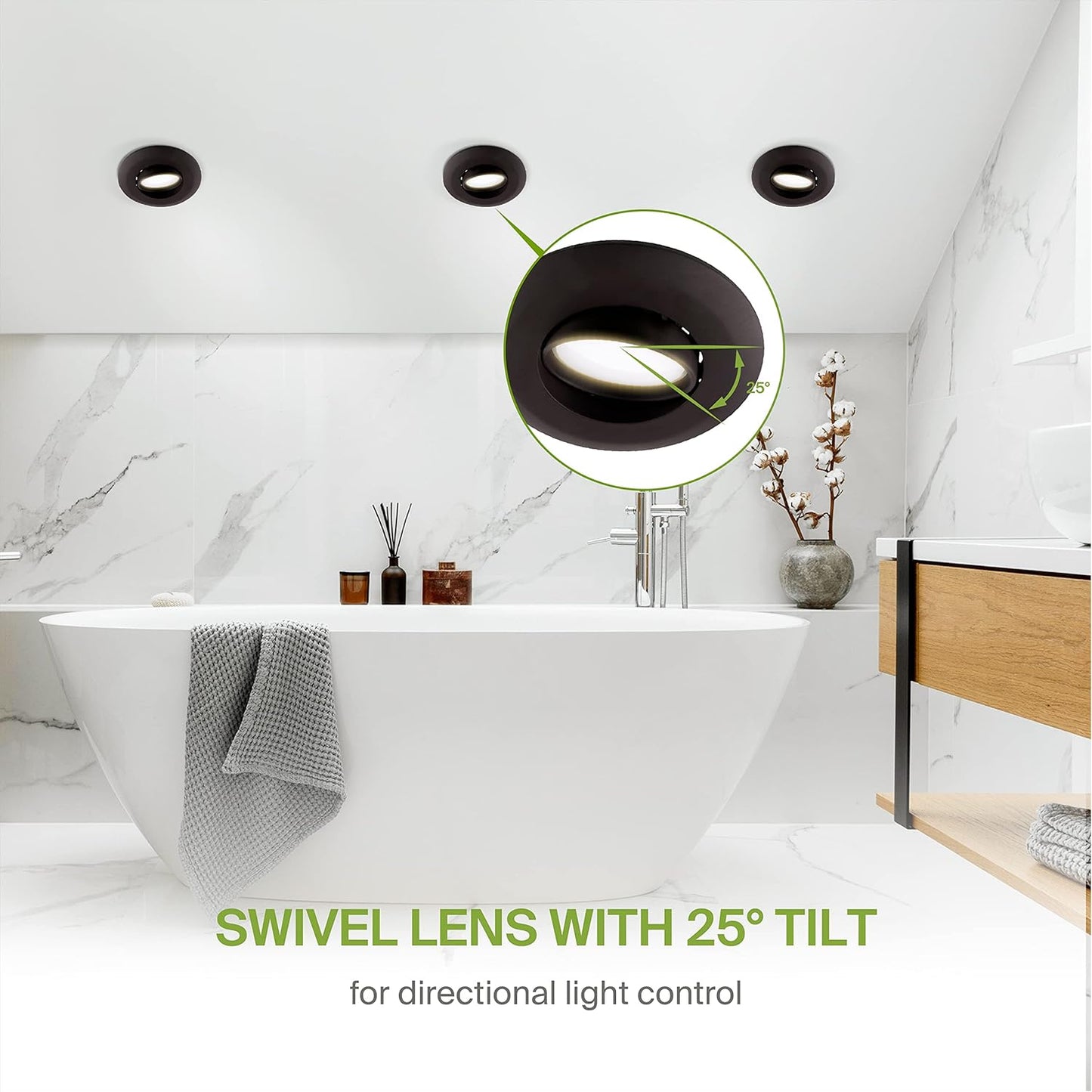 ASD Lighting LED Downlight Retrofit Kit Gimbal 4" 10W 120V CCT Selectable 2700/3000/3500/4000/5000K Dimmable Black UL 6pack