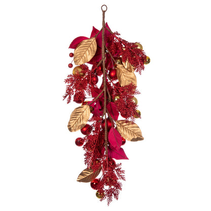 Vickerman 32" Artificial Red Poinsettia Deco Teardrop
