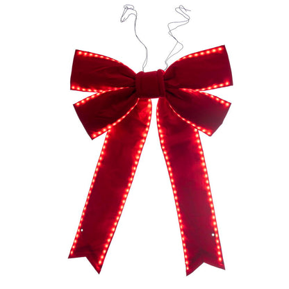 Vickerman 36" x 45" Red Velvet Outdoor Christmas Bow with UV Treated Material and Wire to Hang.