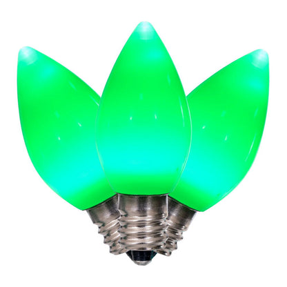 Vickerman C7 Ceramic LED Green Bulb  Nickel Base  120V .6 Watts  3 diodes 25 Bulbs per bag