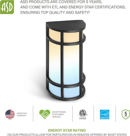 ASD Lighting LED Outdoor Wall Sconce 24" 23W 120-277V CCT Selectable 3000/4000/5000K Oil Rubbed Bronze ETL Energy Star