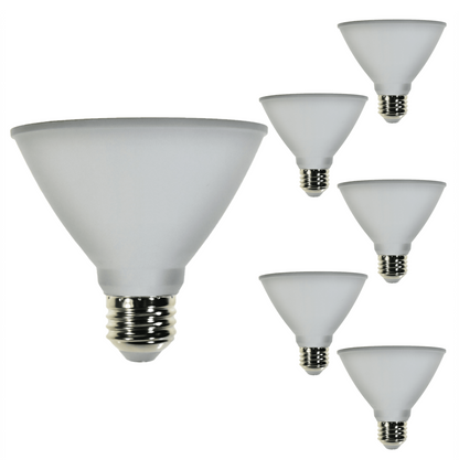 Damar PAR30 LED Short Neck Flood Light Bulb 8W 800 Lumen E26 Medium Base 3000K Soft White Ideal for Track & Recessed Spot Light Bulbs 120V Dimmable White Finish Pack of 6