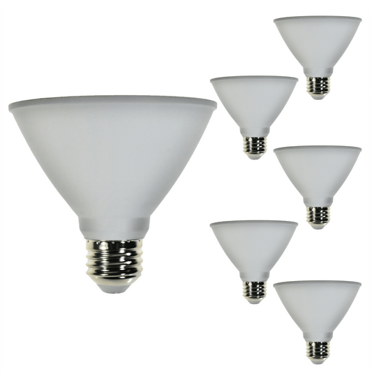 Damar PAR30 LED Short Neck Flood Light Bulb 8W 800 Lumen E26 Medium Base 3000K Soft White Ideal for Track & Recessed Spot Light Bulbs 120V Dimmable White Finish Pack of 6