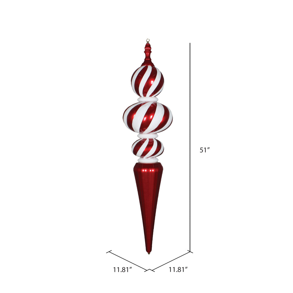 Vickerman 51" Jumbo Red and White Candy Finish Finial Stripe Ornament