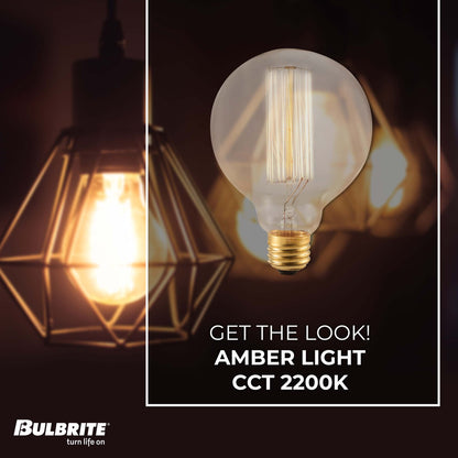 BULBRITE INCANDESCENT G30 MEDIUM SCREW (E26) 40W DIMMABLE NOSTALGIC LIGHT BULB 2200K/AMBER 4PK (342040)