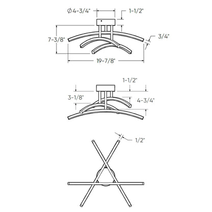 Dals Lighting Sway 20 Inch 5CCT 3 Light Curved Flush Mount