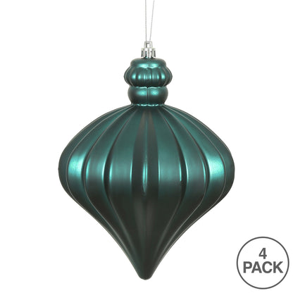 Vickerman 6" Sea Blue Matte Onion Drop Christmas Ornament 4 per Bag