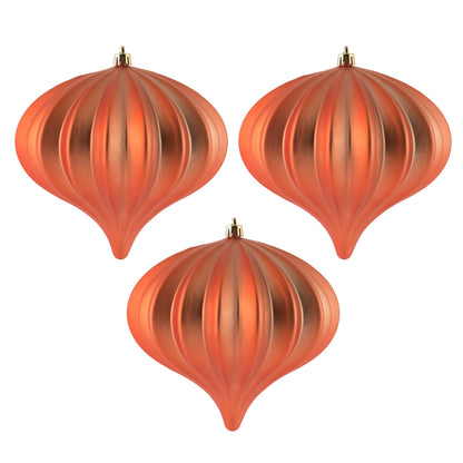 Vickerman 5.7" x 5.5" Coral Matte Onion Christmas Ornament UV treated Set of 3